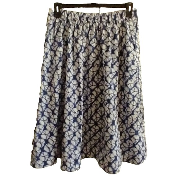 Talbots Blue Tie-Dye Diamond Poplin Fit and Flare Skirt Pockets - Large NWT - Picture 3 of 7